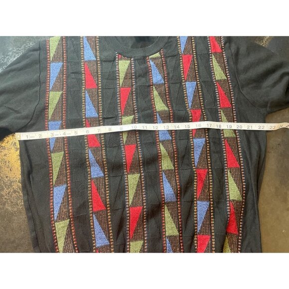 Montechiaro Black Patterned Wool Sweater Sz L - Picture 6 of 9